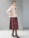 Embossed Stand-Collar Toggle Cropped Jacket