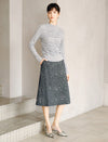 Wool Blend Ruched Front Mock Neck Long Sleeve Knit Top