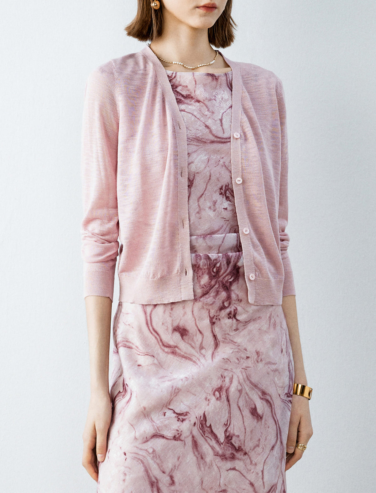 Lightweight Solid Color V-Neck Knit Cardigan