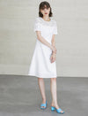 Lace Round Neck Waist-Cinched Dress