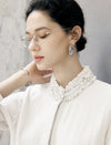 Ruffled Mock Neck Textured Blouse