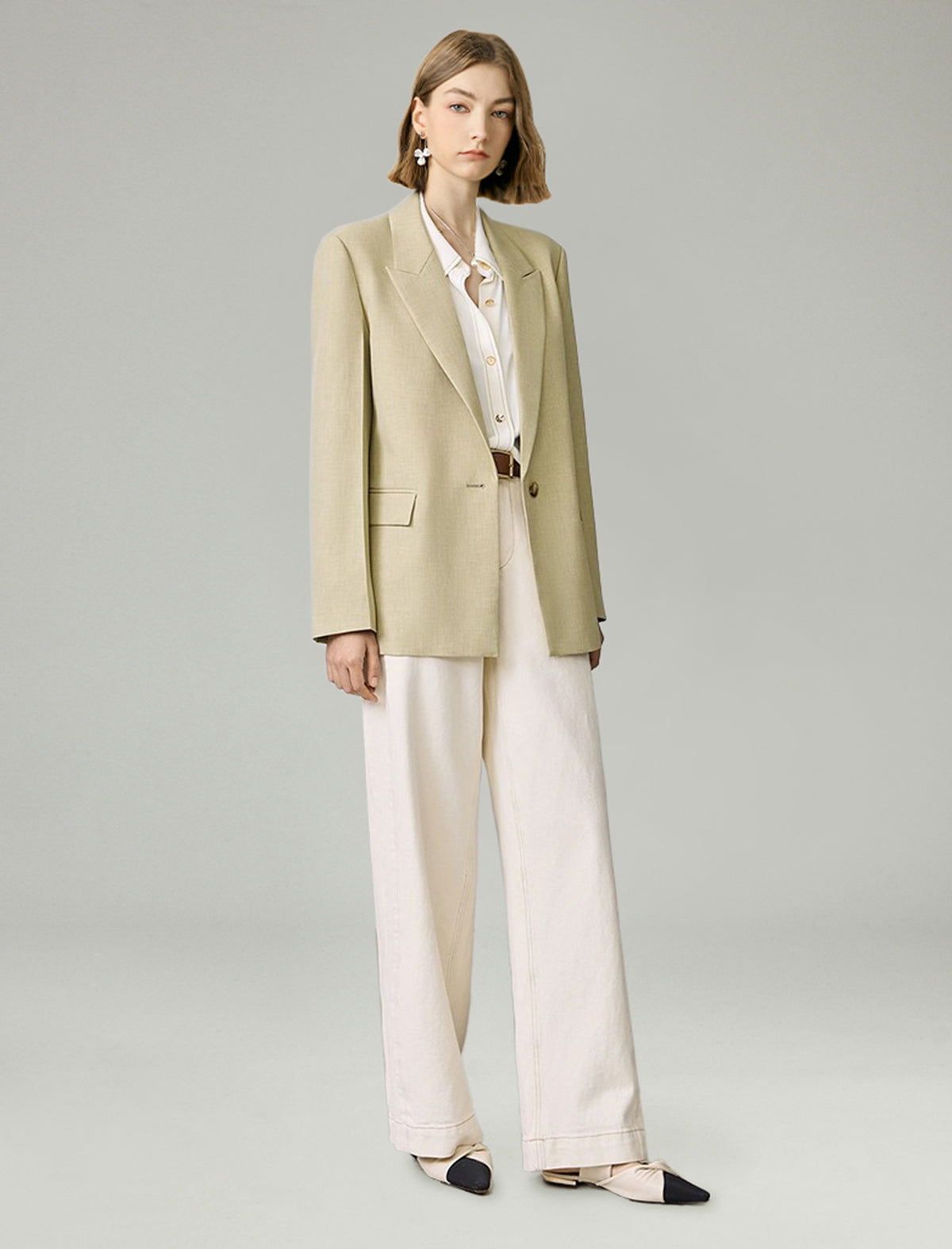 One Button Relaxed Fit Blazer