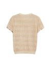 Beaded Open-Knit Short Sleeve Knit Top