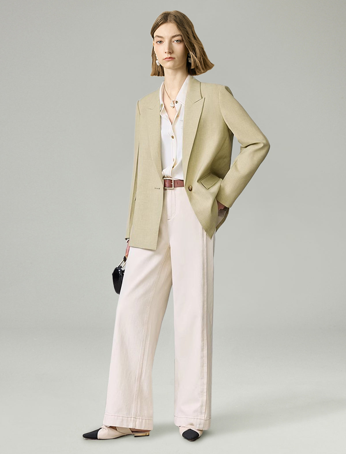 One Button Relaxed Fit Blazer