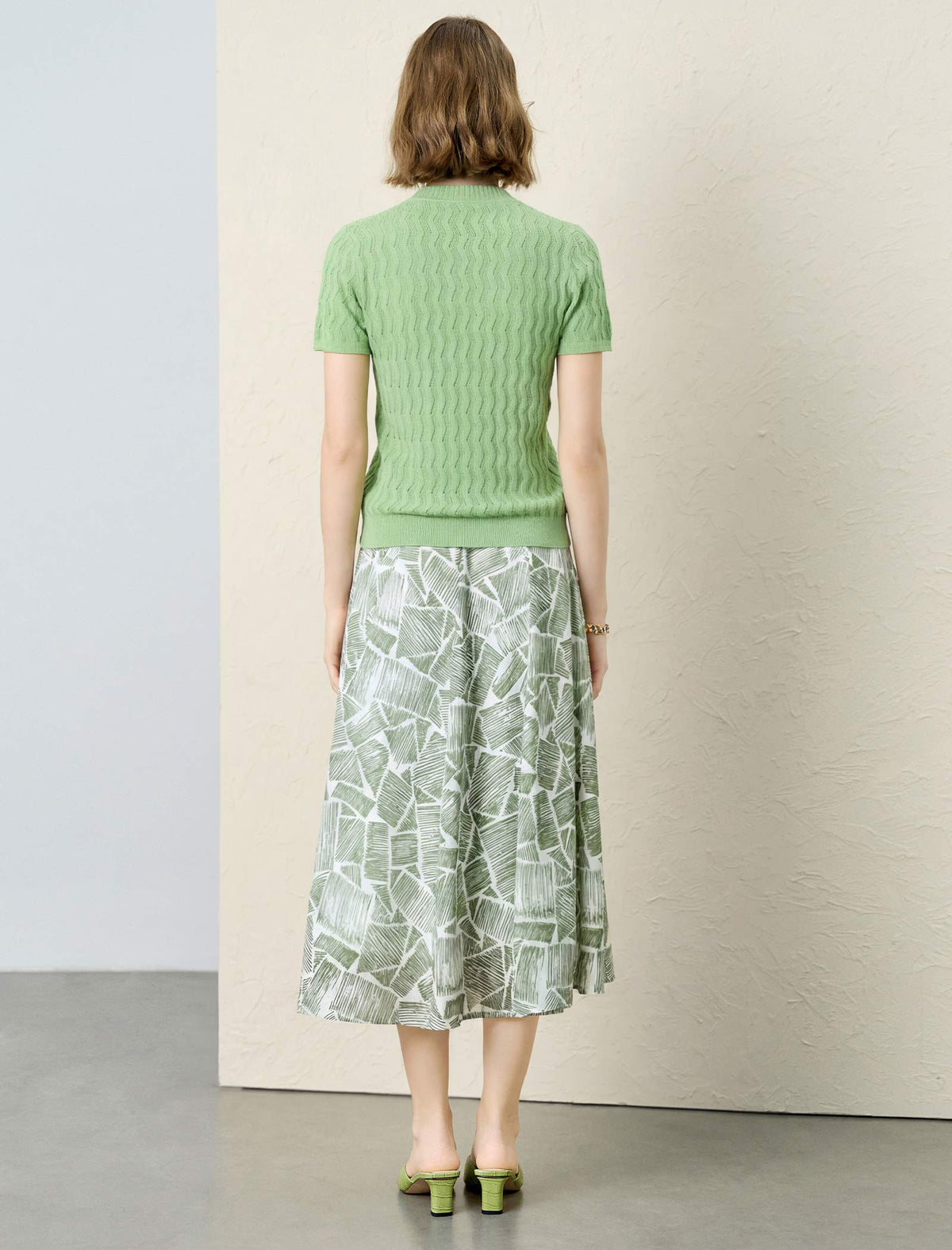 Tailored Open-Collar Knit Top