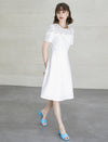 Lace Round Neck Waist-Cinched Dress