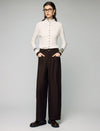 Wool Blend High-Waist Pocket Wide-Leg Pants