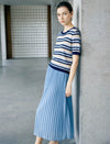 Pleated High-Waist Midi Skirt