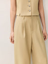 Linen Blend Wide-Leg Tailored Pants