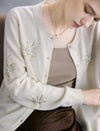 Wool Blend Beaded Firework Embroidery Long Sleeve Cardigan