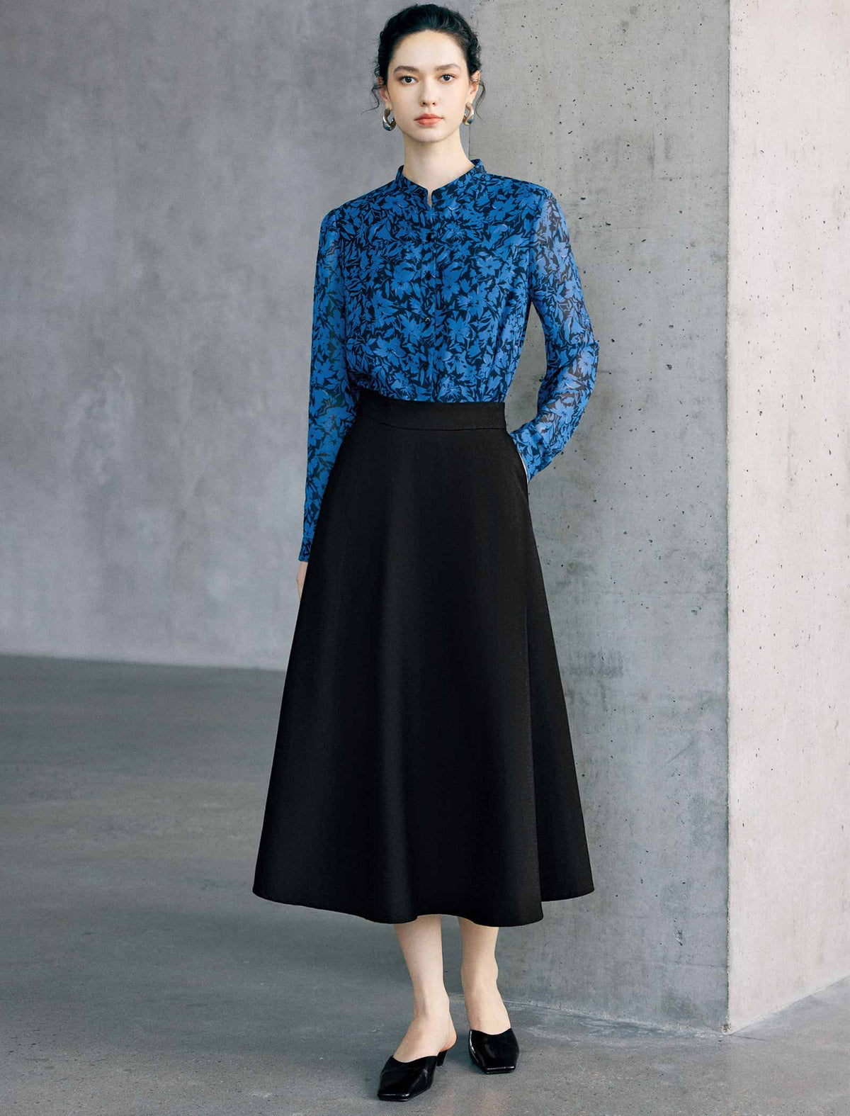 High-Waist Slimming Midi Umbrella Skirt