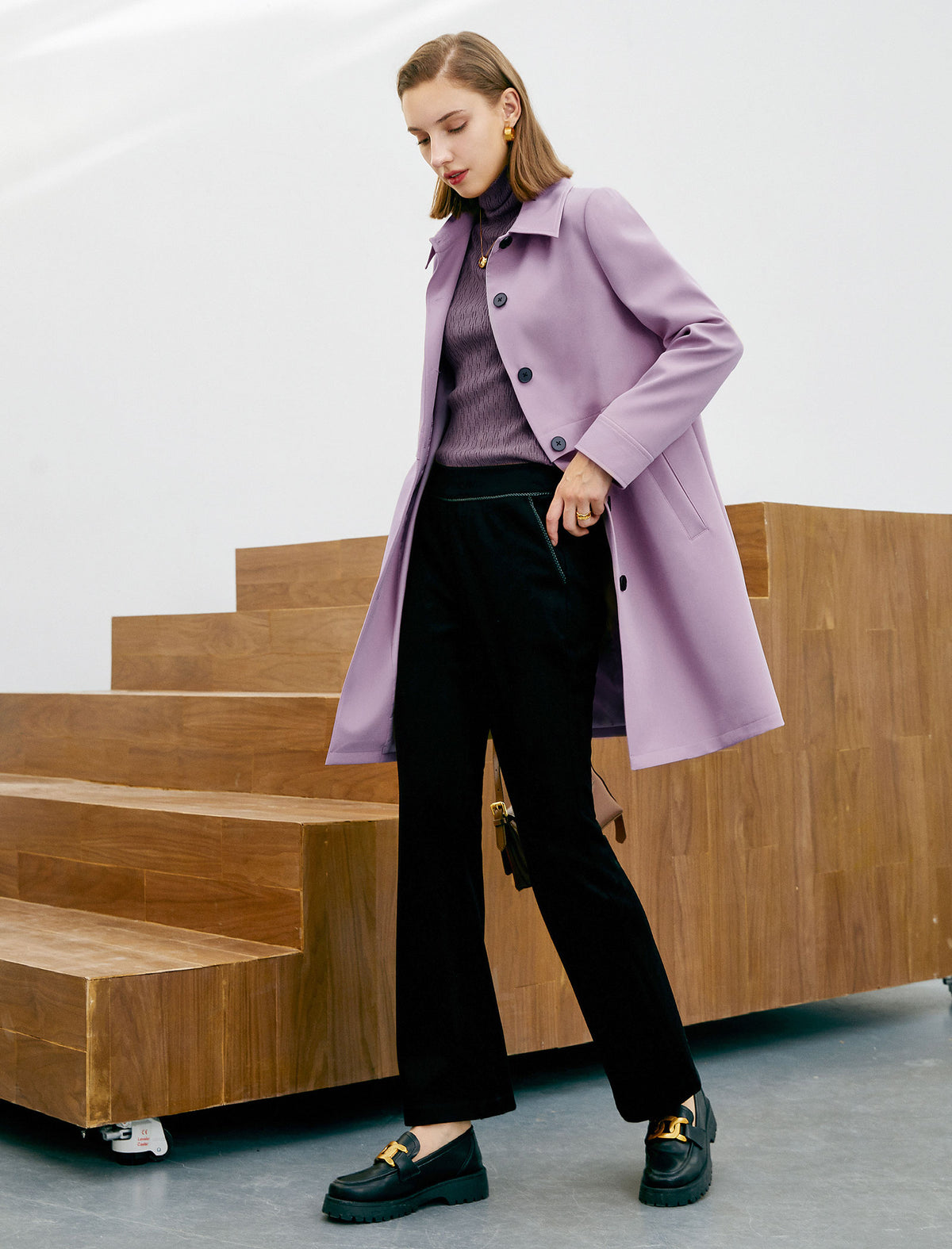 Collared Relaxed Straight-Fit Trench Coat