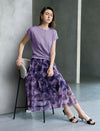 Tie-Dye Pleated Midi Skirt