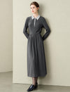 Contrast Collar Polo Knit Midi Dress