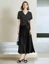 Solid Color Lace Hem Midi Skirt