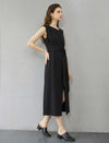 Deconstructed Silk Crepe Dress with Inset Waist