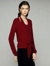Layered Tie Front Long Sleeve Knit Top