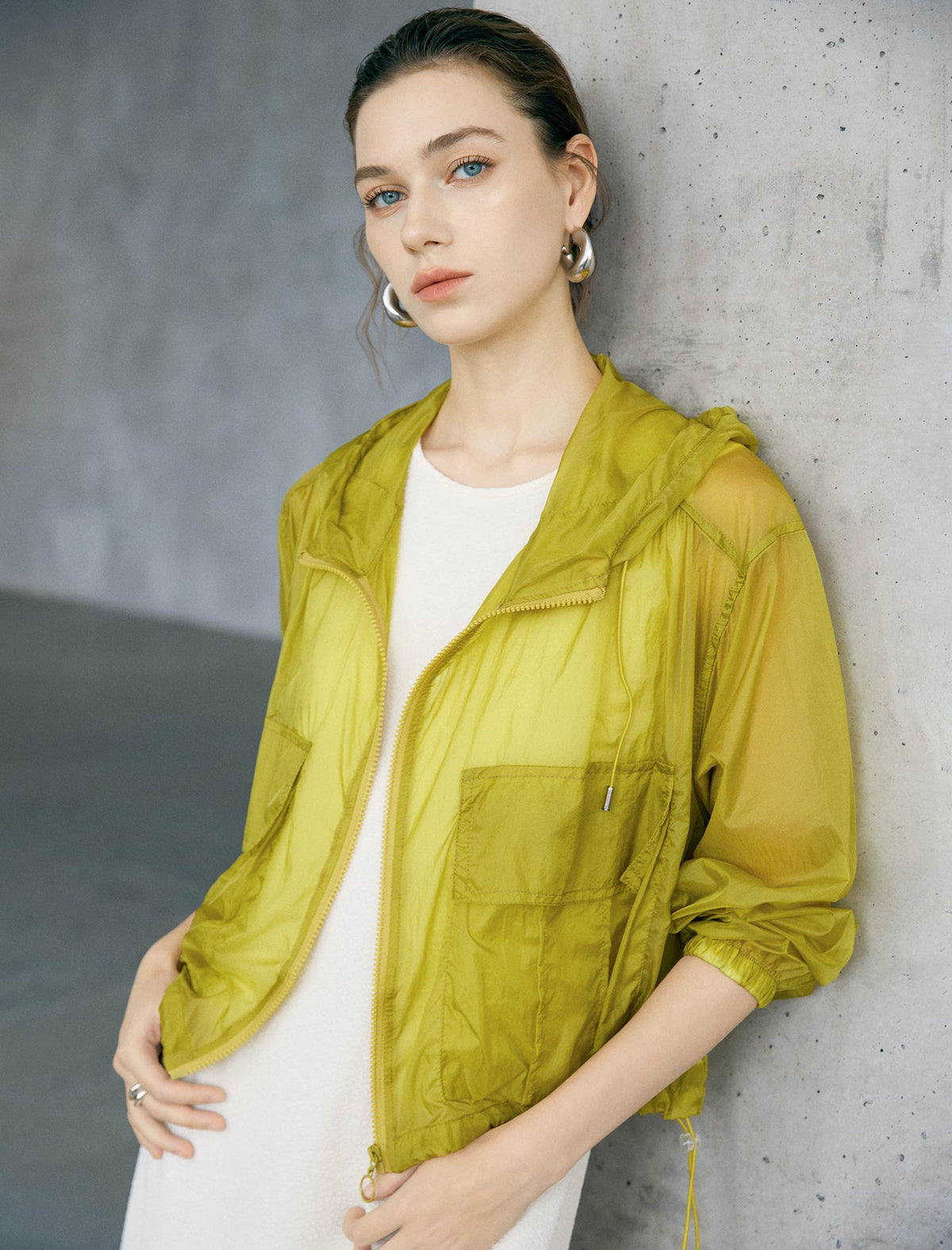 Sheer Cropped Hooded Sun Protection Jacket