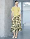 Vintage Patchwork Floral Print Tiered Midi Skirt