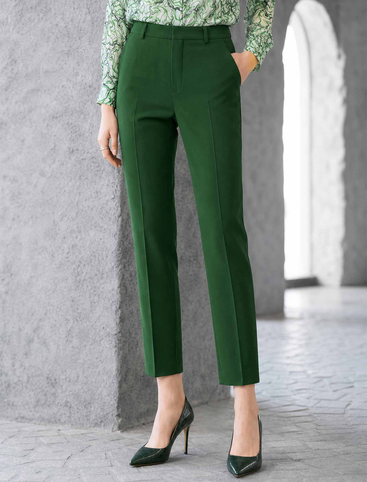 High-Waisted Tailored Tapered Pants