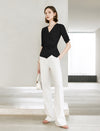 V-Neck Wrap Ribbed Top