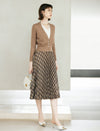 Wool Blend Scallop Trim Layered V-Neck Cardigan