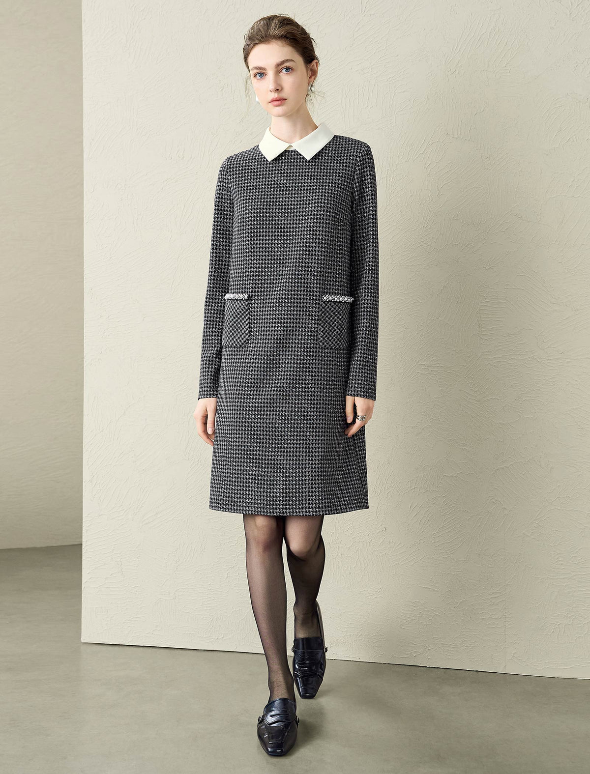 Plaid Vintage Doll Collar Straight Short Dress