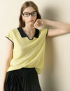 Yellow Contrast Collar Short Sleeve Knit Polo