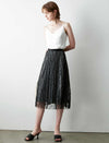 Elegant Lace Pleated A-Line Skirt