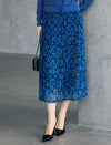 Abstract Print Pleated A-Line Midi Skirt