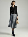 Wool Blend Zip Up Ribbed Knit Cardigan