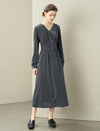 Velvet V-Neck Waist-Defining Elegant Midi Dress