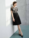 Lace Panel Waist-Cinched Fitted Dress