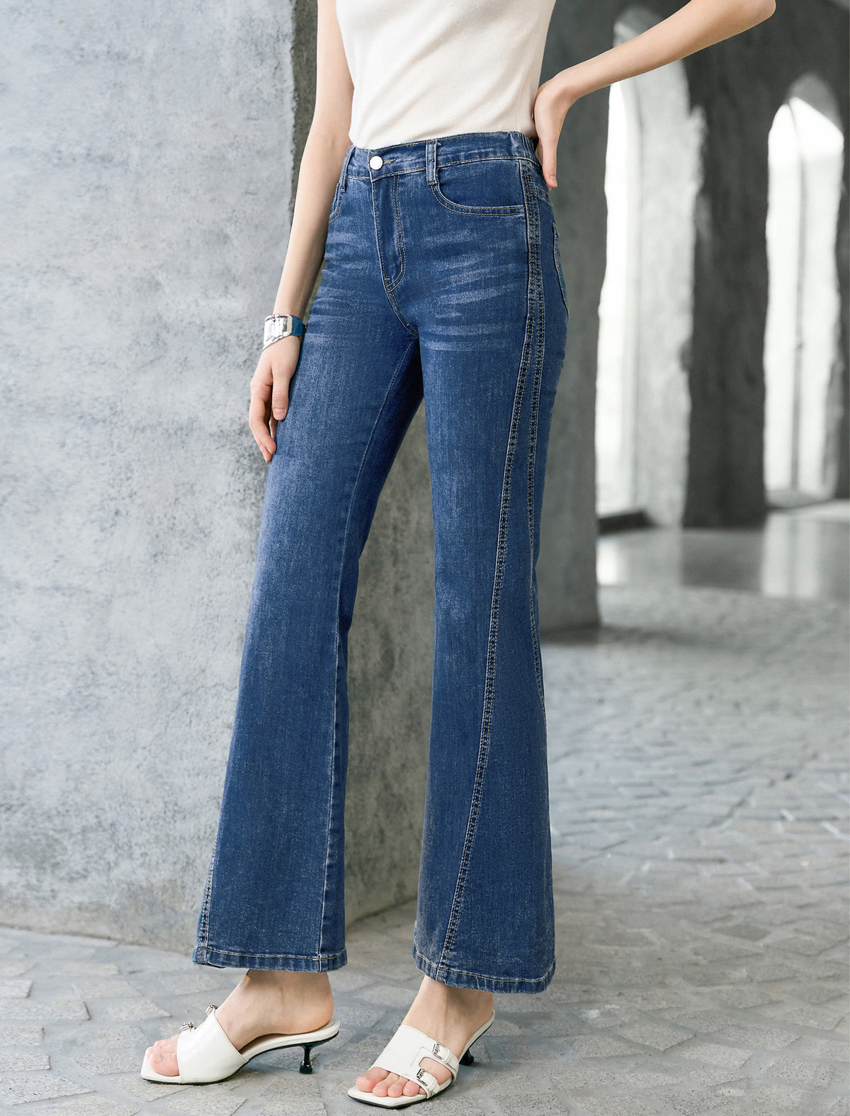 High‑Rise Micro‑Flare Denim Jeans