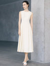 Textured Sleeveless Fit-and-Flare Midi Dress