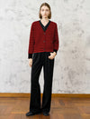 Striped V Neck Button-Front Layered Look Top