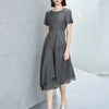 Gray Asymmetrical Hem Midi Dress - Grey