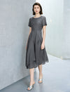 Gray Asymmetrical Hem Midi Dress