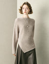 100% Wool Asymmetric Hem Rib Knit Sweater