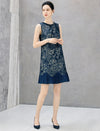 Floral Sleeveless Scalloped Flounce-Hem Dress