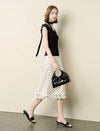Polka Dot Ruffle Hem Midi Skirt