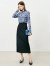 Vintage Print Mesh High Neck Long Sleeve Top