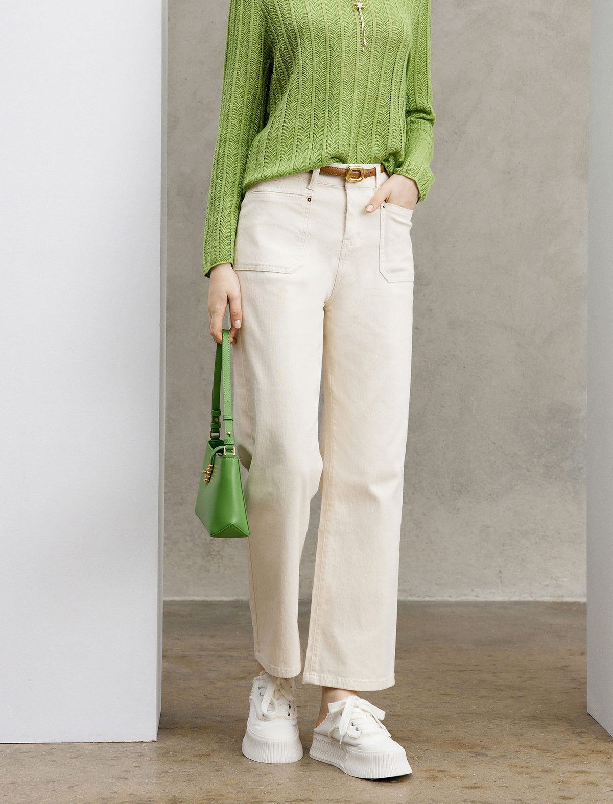 High‑Waist Wide‑Leg Cotton Jeans