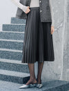Pleated A Line Midi Skirt