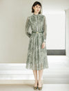 Floral Print Button-Front Belted Fitted Dress