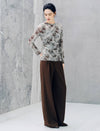 Vintage Floral Print Long Sleeve Ruched Top