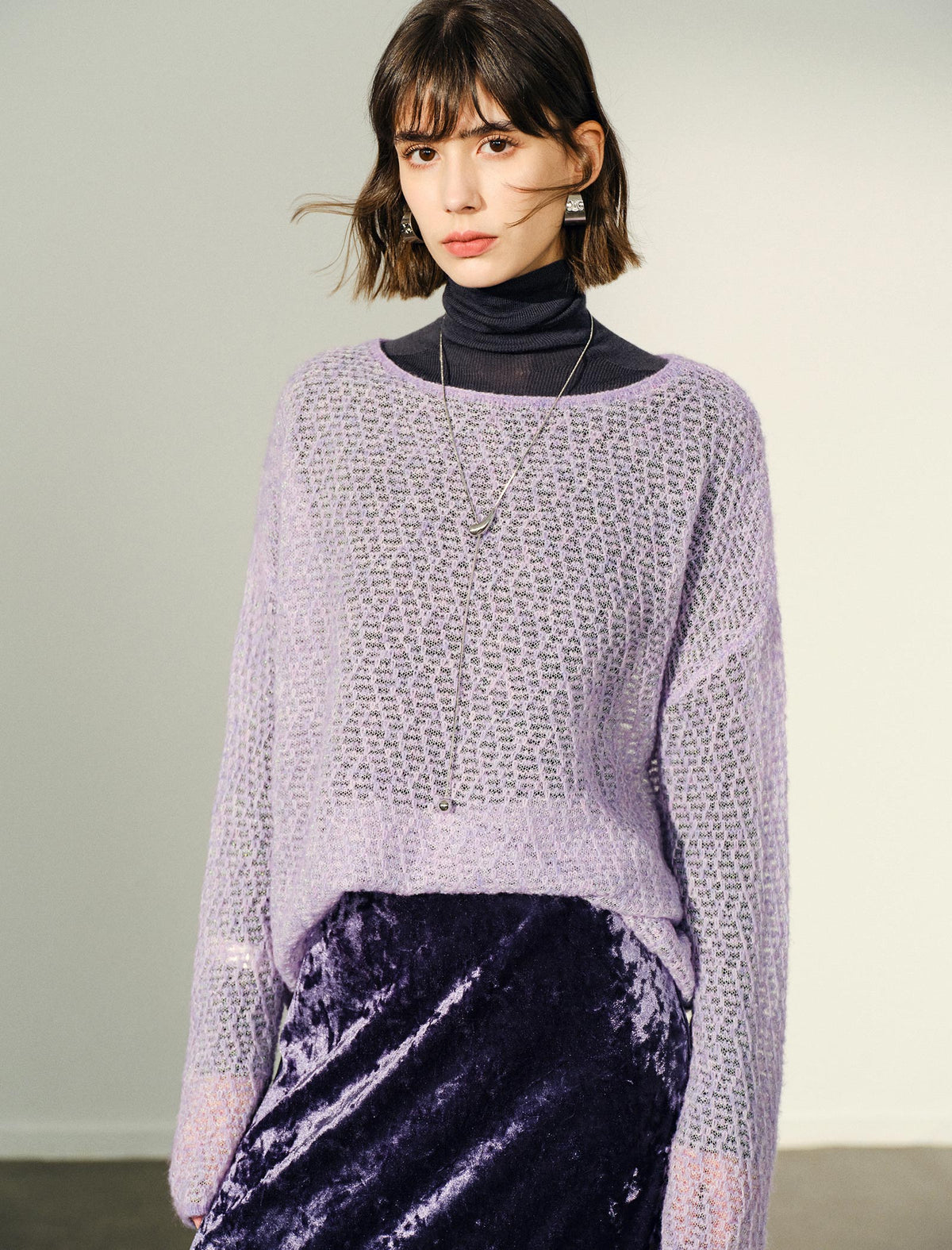 Hollow‑Out Crochet Knit Pullover