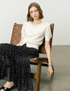 Chiffon Black Polka Dot Tiered Midi Skirt