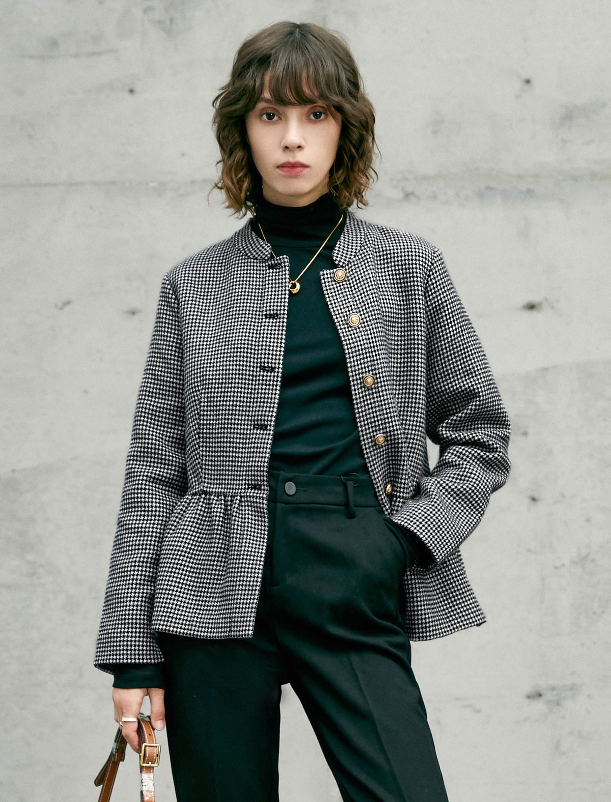Wool Blend Fitted Cropped Jacket
