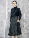 Stand Collar Sheer Long Sleeve Blouse with Frog Buttons